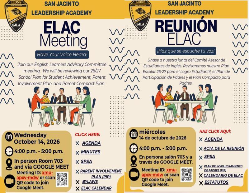ELAC Meeting flyer information