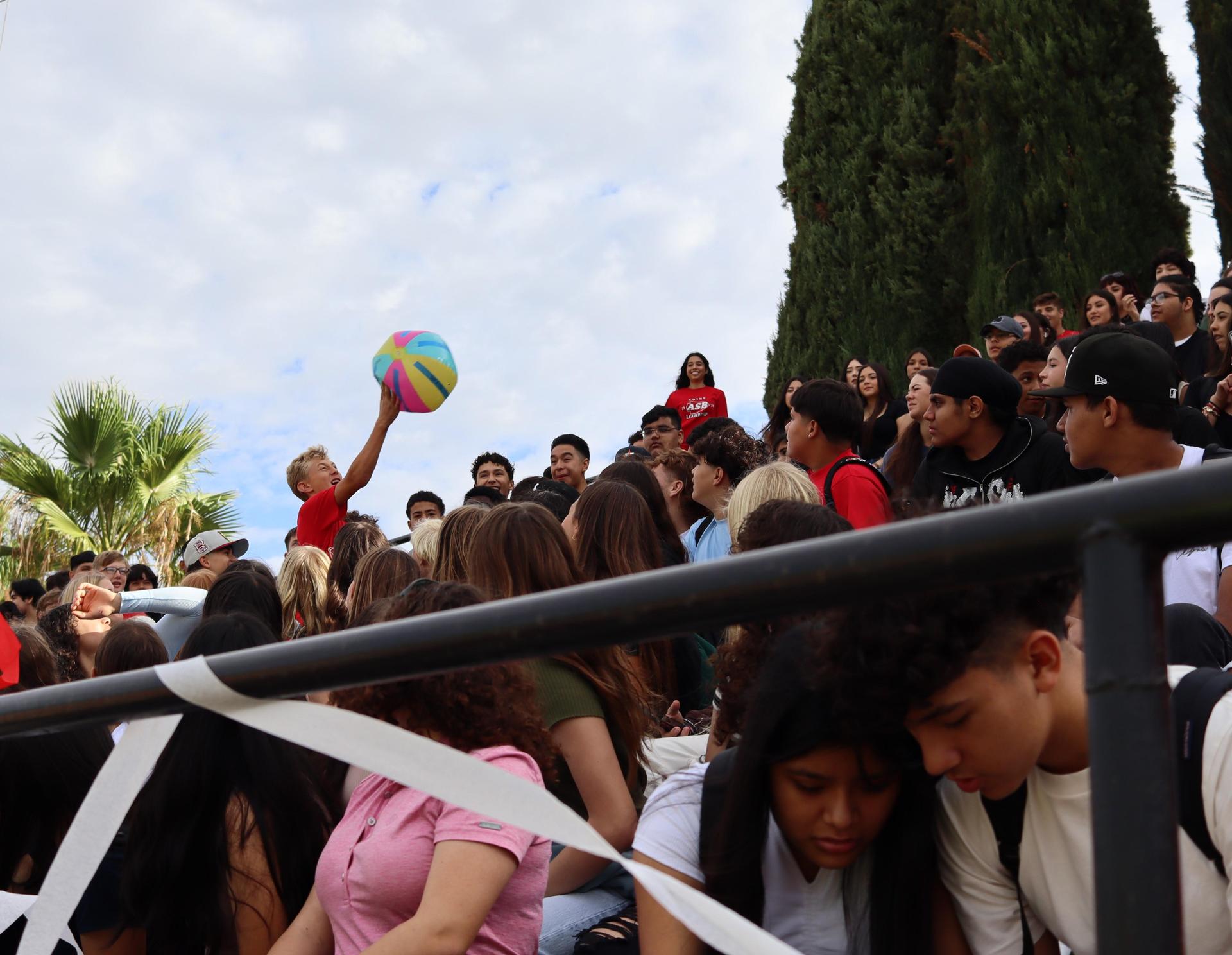 Students and staff enjoying the back to school rally