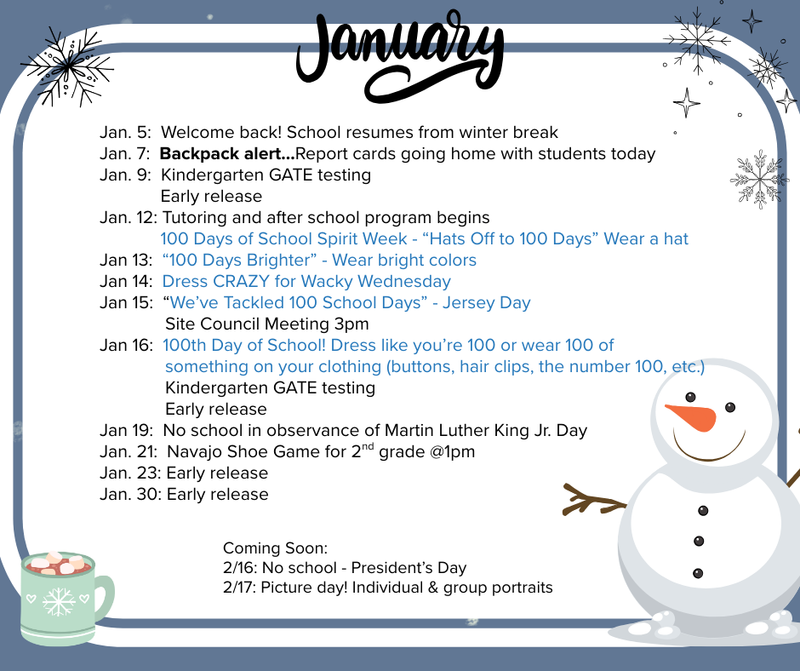 January calendar