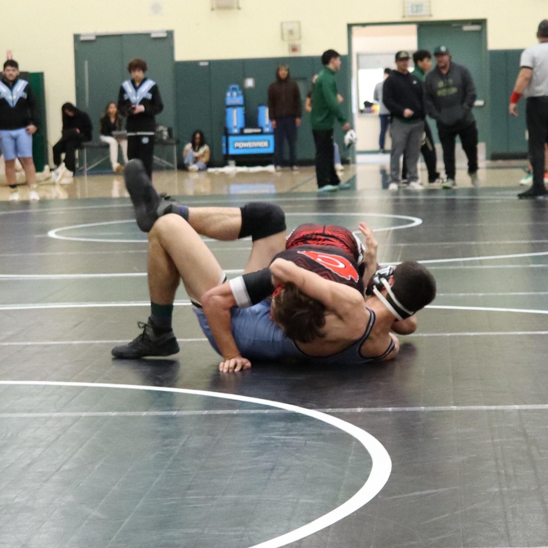 wrestlers in action at the Hawks invitational