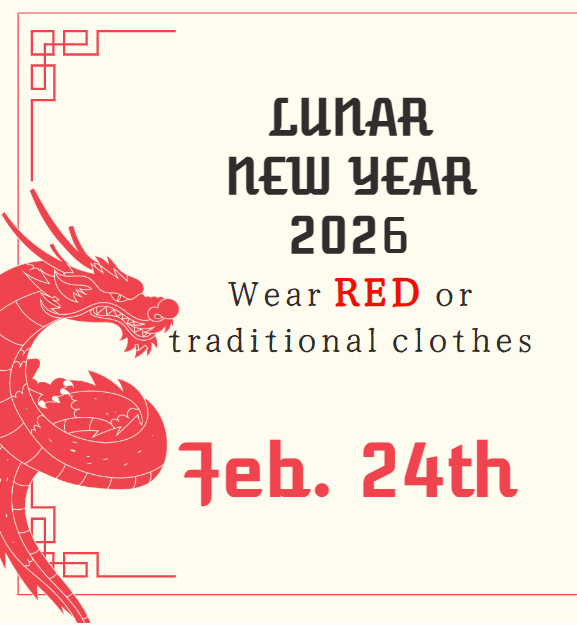 Wear red for lunar new year Feb. 24th
