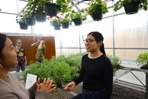 Students in the greenhouse