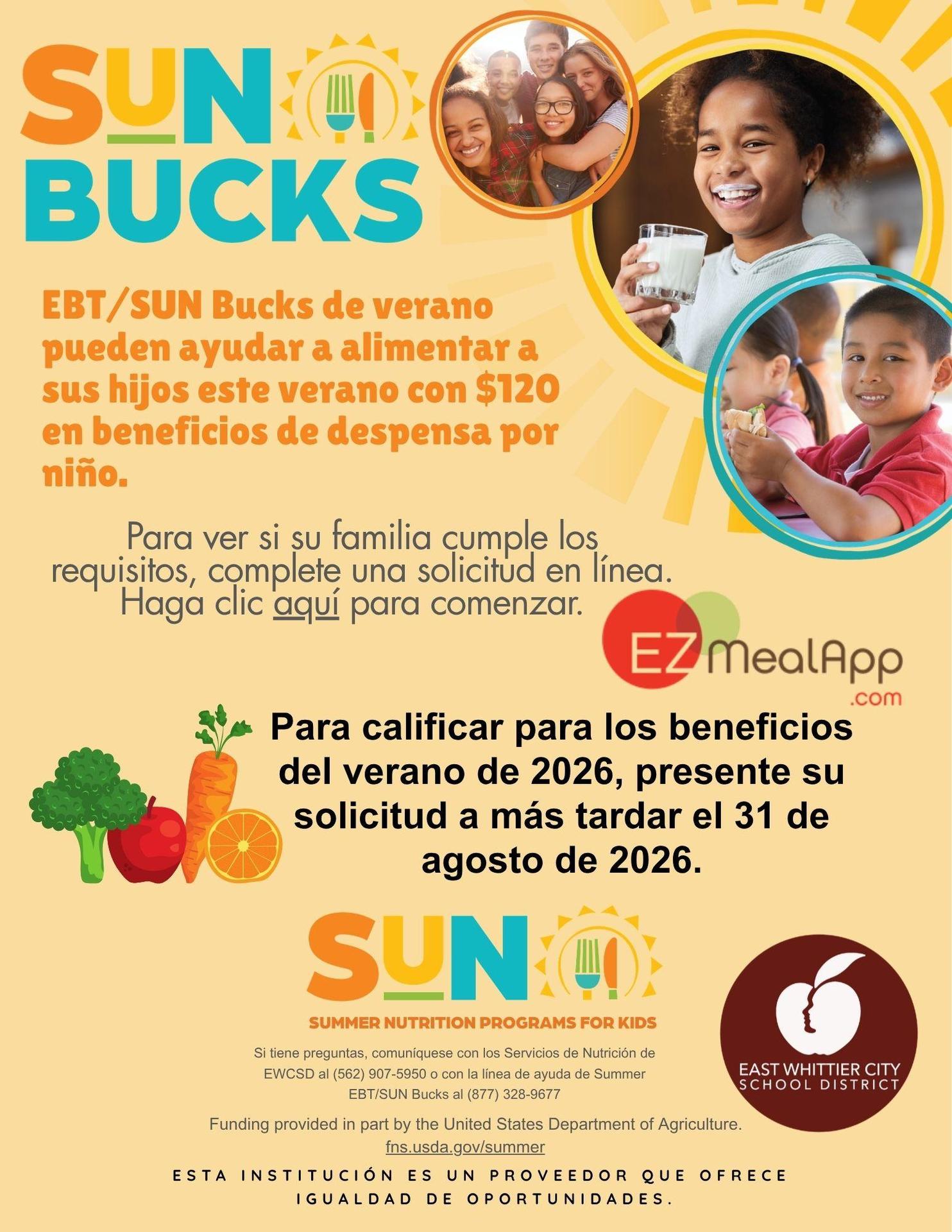 SUN Bucks Flyer Spanish 2026