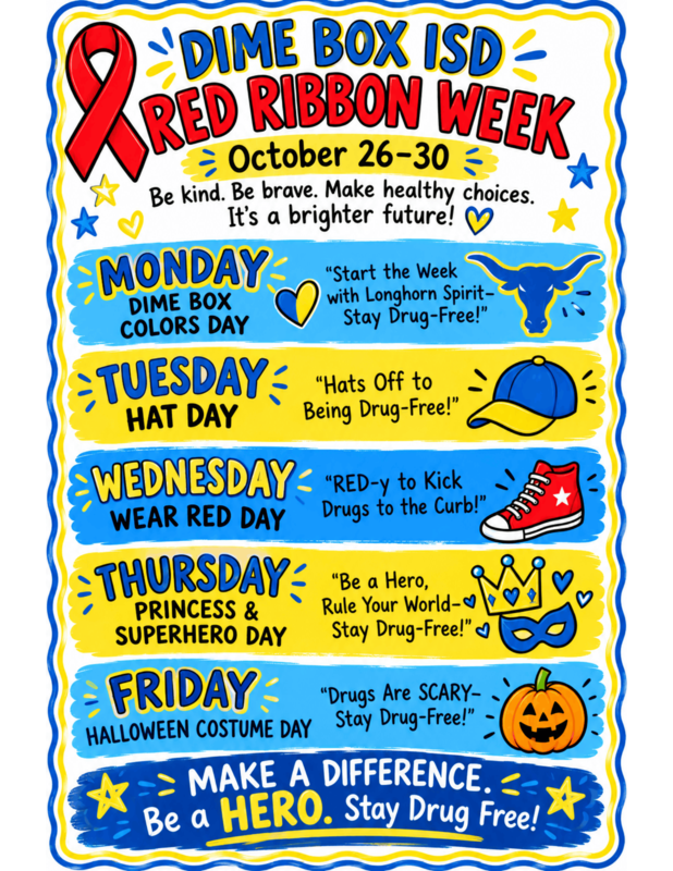 ❤️ Dime Box ISD Red Ribbon Week | October 26–30! 💙 Thumbnail Image