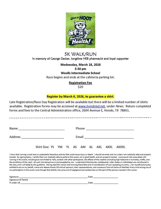 Registration Form for the 5K