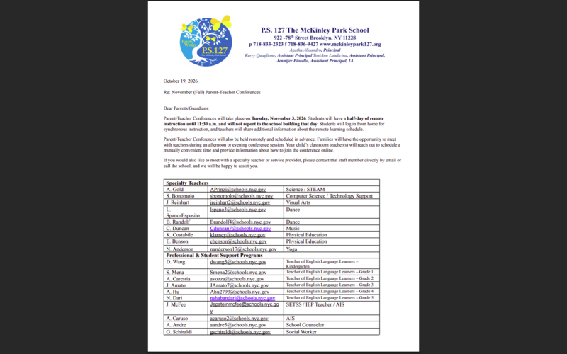 PTC Letter to Families