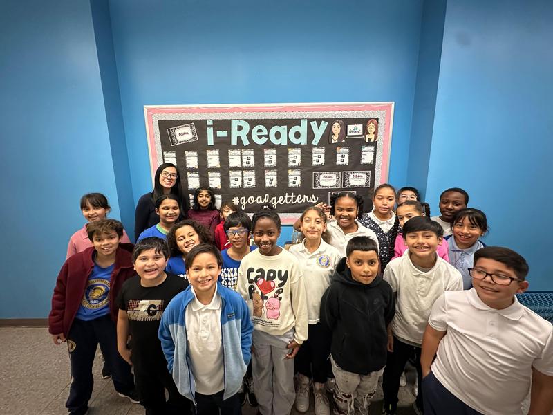 students celebrating winning the iready october competition