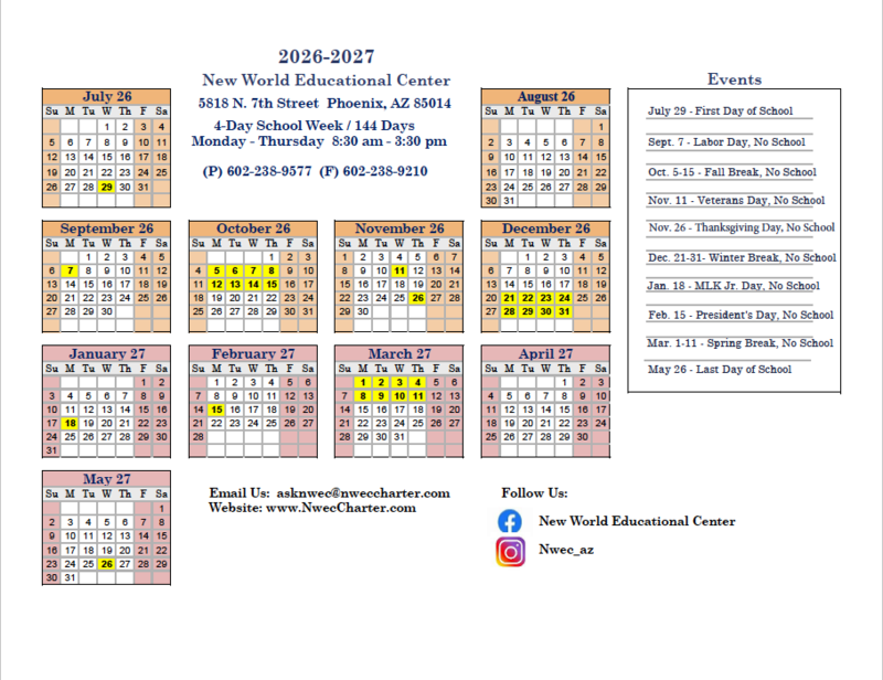 2026-2027 School Calendar (At a Glance) Featured Photo