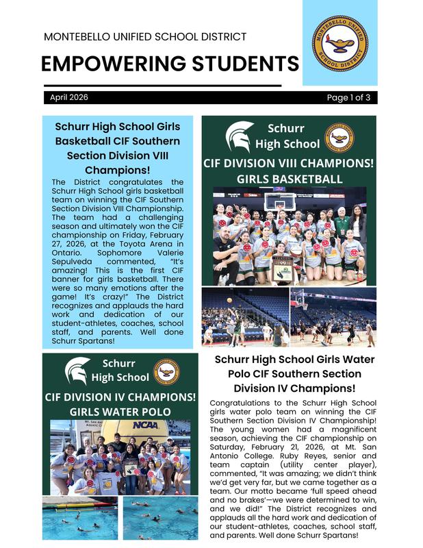Empowering Students Newsletter Cover Page