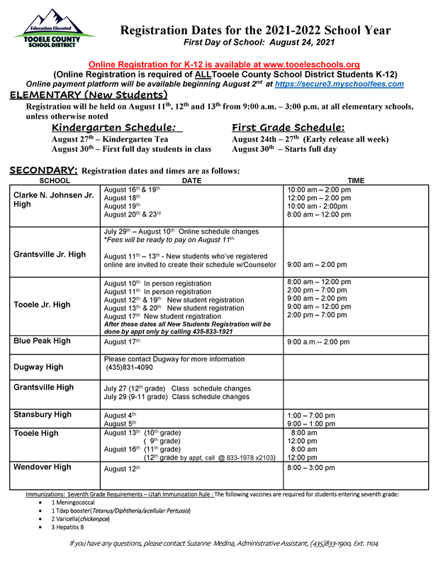 In-Person Registration Dates for the 2021-2022 School Year Thumbnail Image
