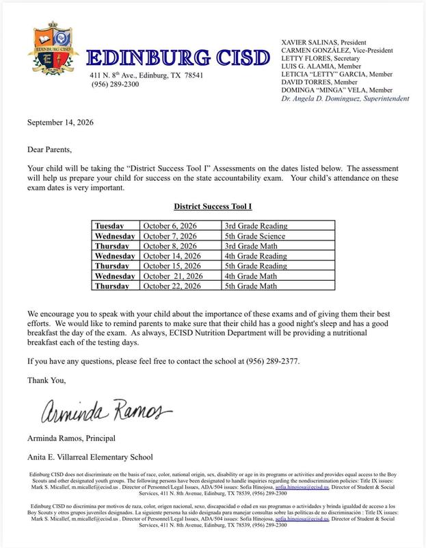 District Success Tool I Assessment Dates