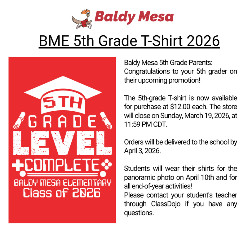 Baldy Mesa 5th Grade Parents: Congratulations to your 5th grader on their upcoming promotion! Featured Photo
