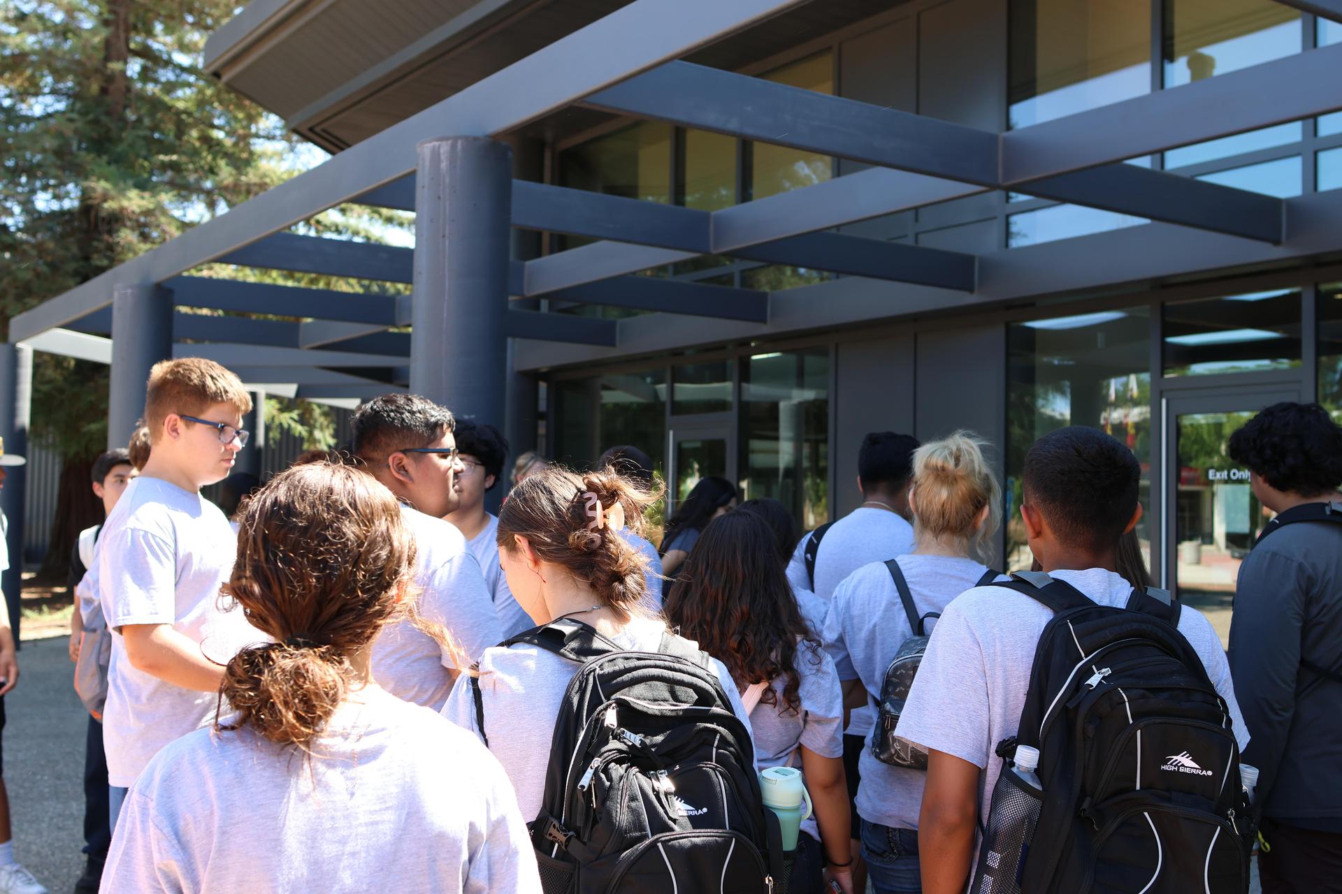freshmen and staff participating in the summer bridge program