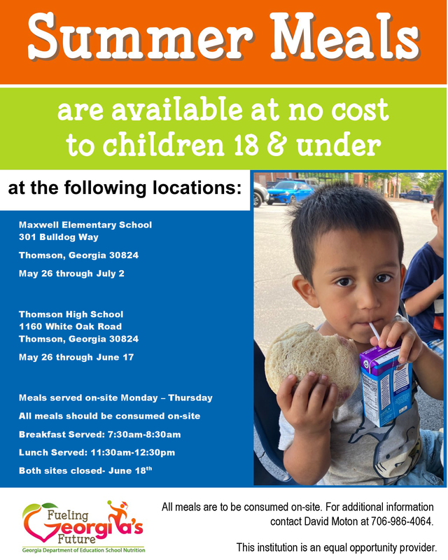 Flyer explains details of Summer Meals Program.