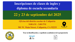 Adult Education registration Sept 21 & 22