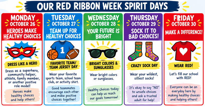 Red Ribbon Week Spirit Days Poster