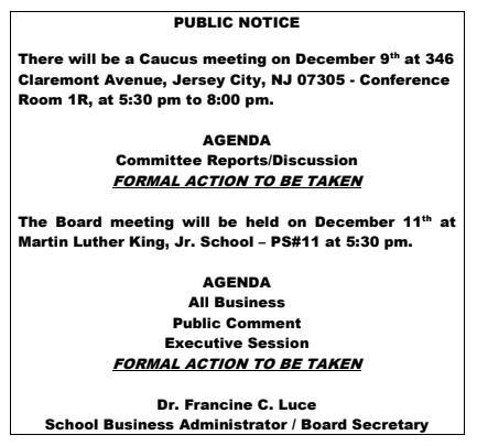 Caucus Meeting Tuesday December 9,2025