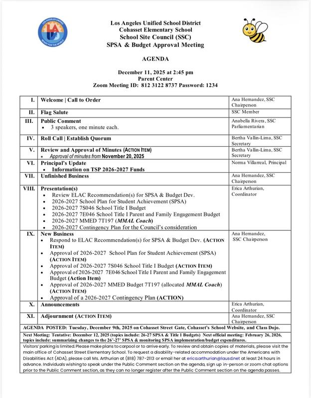 SSC Meeting Agenda/ Agenda de la reunión del SSC