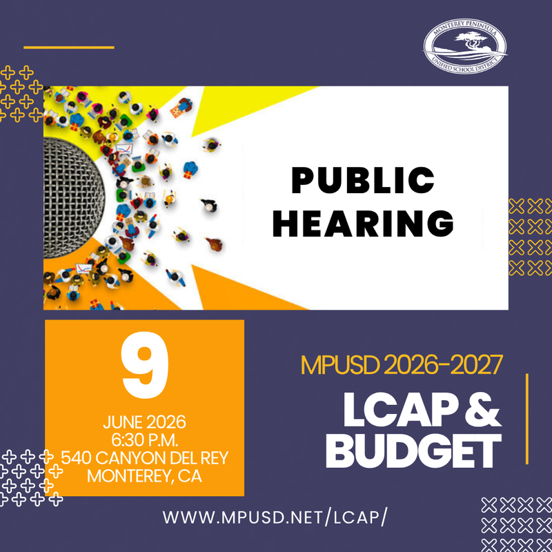 LCAP and Budget Public Hearing June 9, 2026 at 6:30 pm at the District Services Center