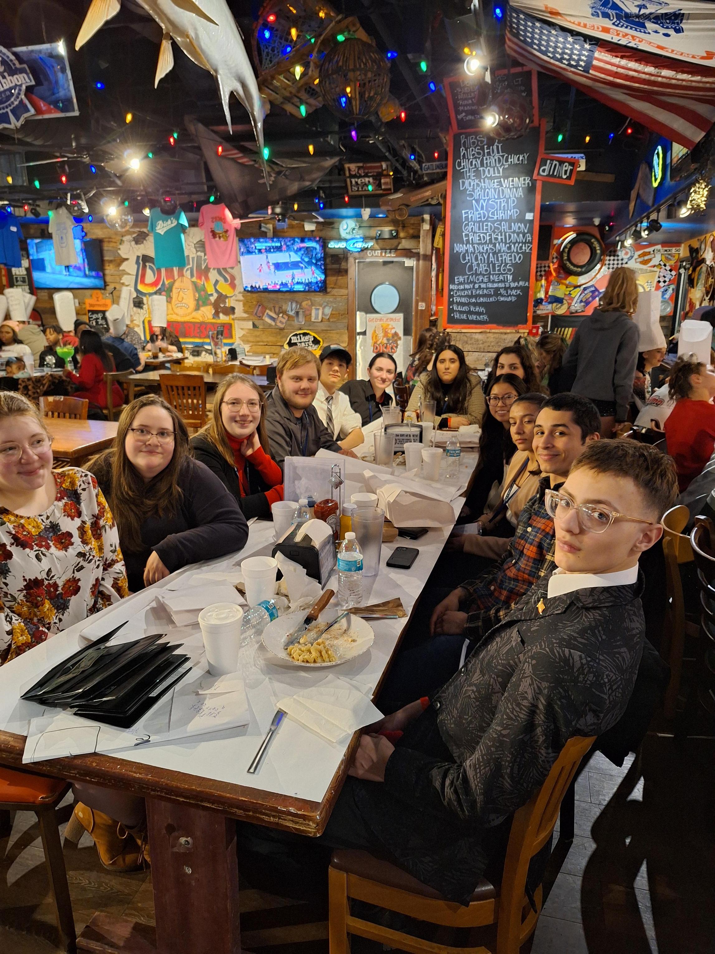 students sitting in a resturant