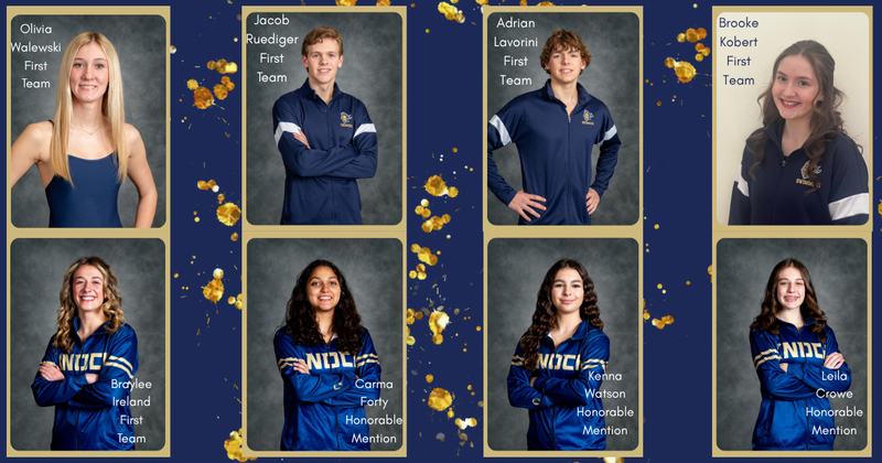 8 athletes dressed in sports apparel smiling at camera