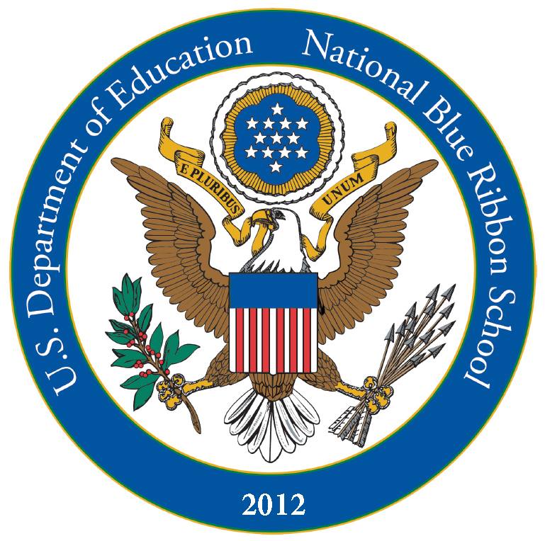 2012 National Blue Ribbon School seal, featuring a bald eagle holding arrows and an olive branch