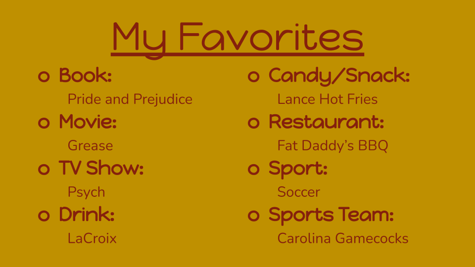 Harrises favorite things