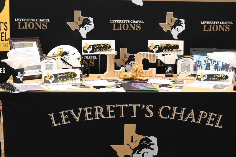 Job fair swag table.