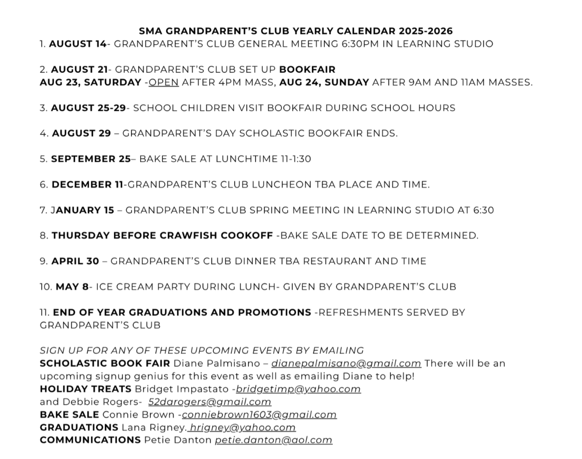 Grandparents Club Schedule