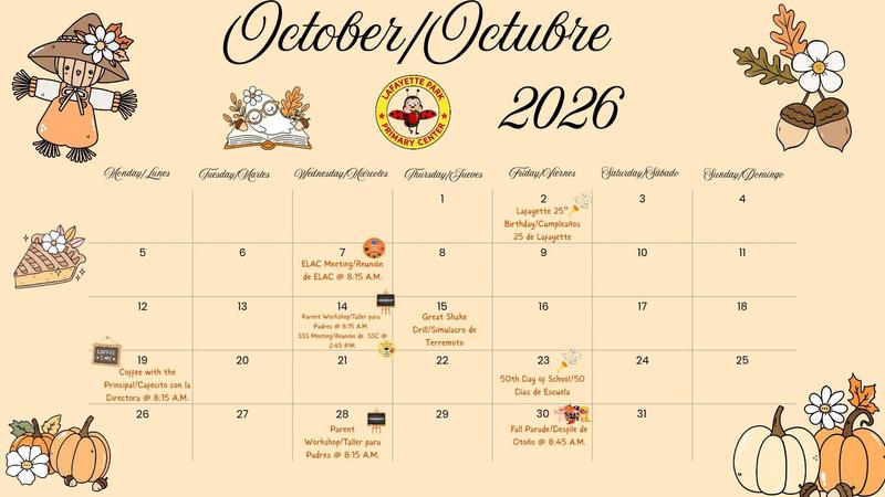 Monthly Calendar/Calendario Mensual