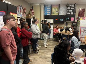 Students hearing about health sciences