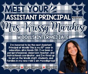 Meet the assistant principal, Mrs. Krissy Marchese.