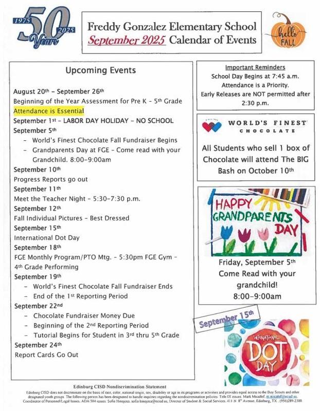 FGE Calendar of Events - September 2025