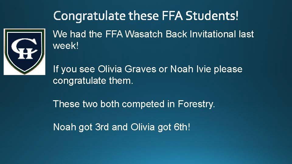 FFA Invitational Copper Hills High School