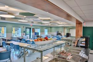 View of the cafe space from the serving line