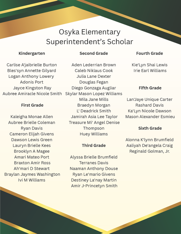 spsd oes honor roll