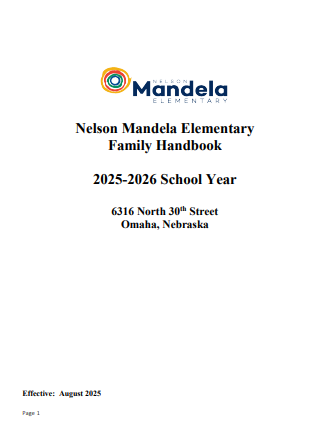 A white background with black text; Under the Mandela logo the text reads, 