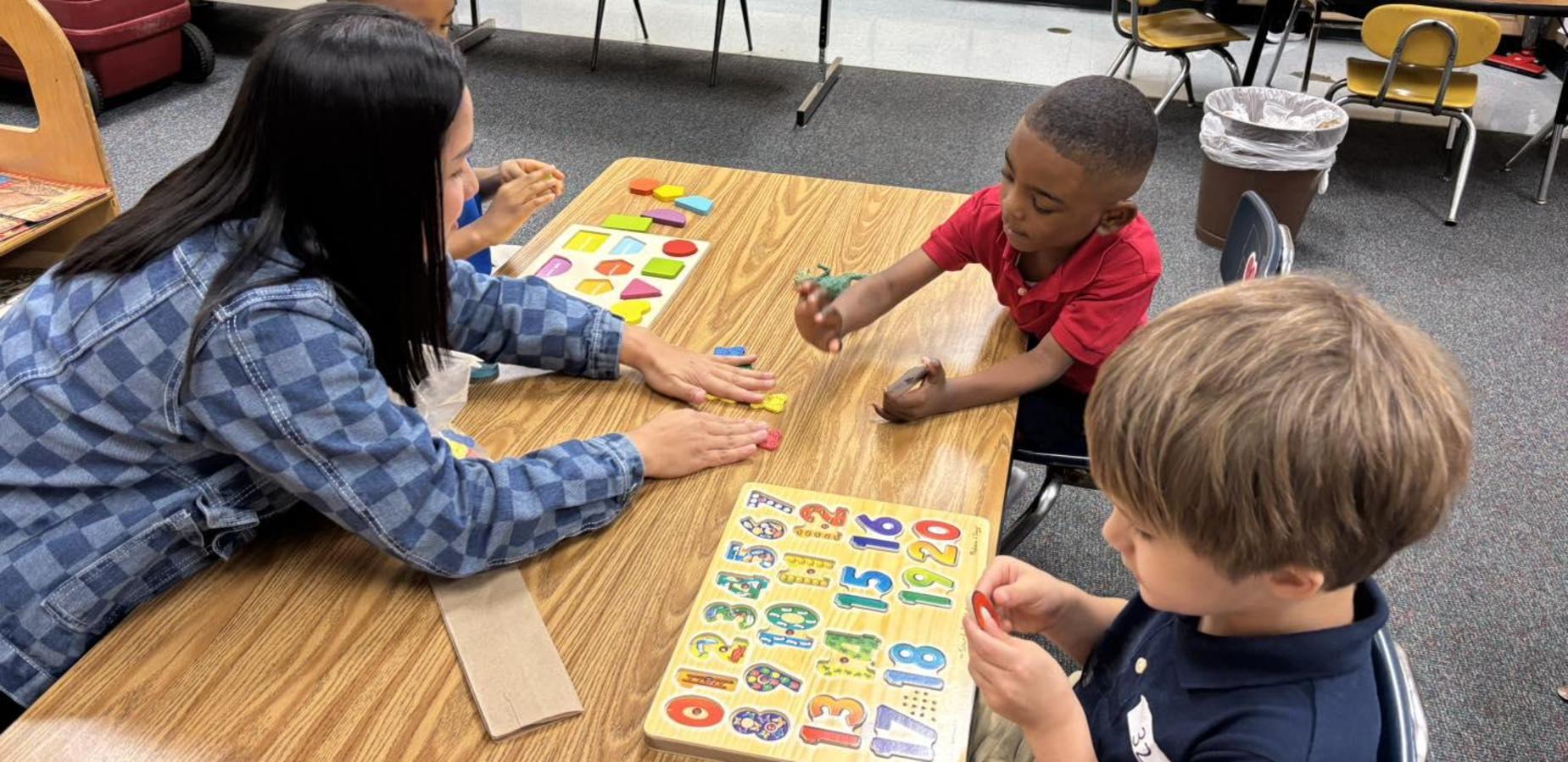 students learning letters