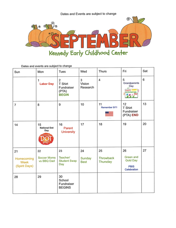 Kennedy September Calendar 2025