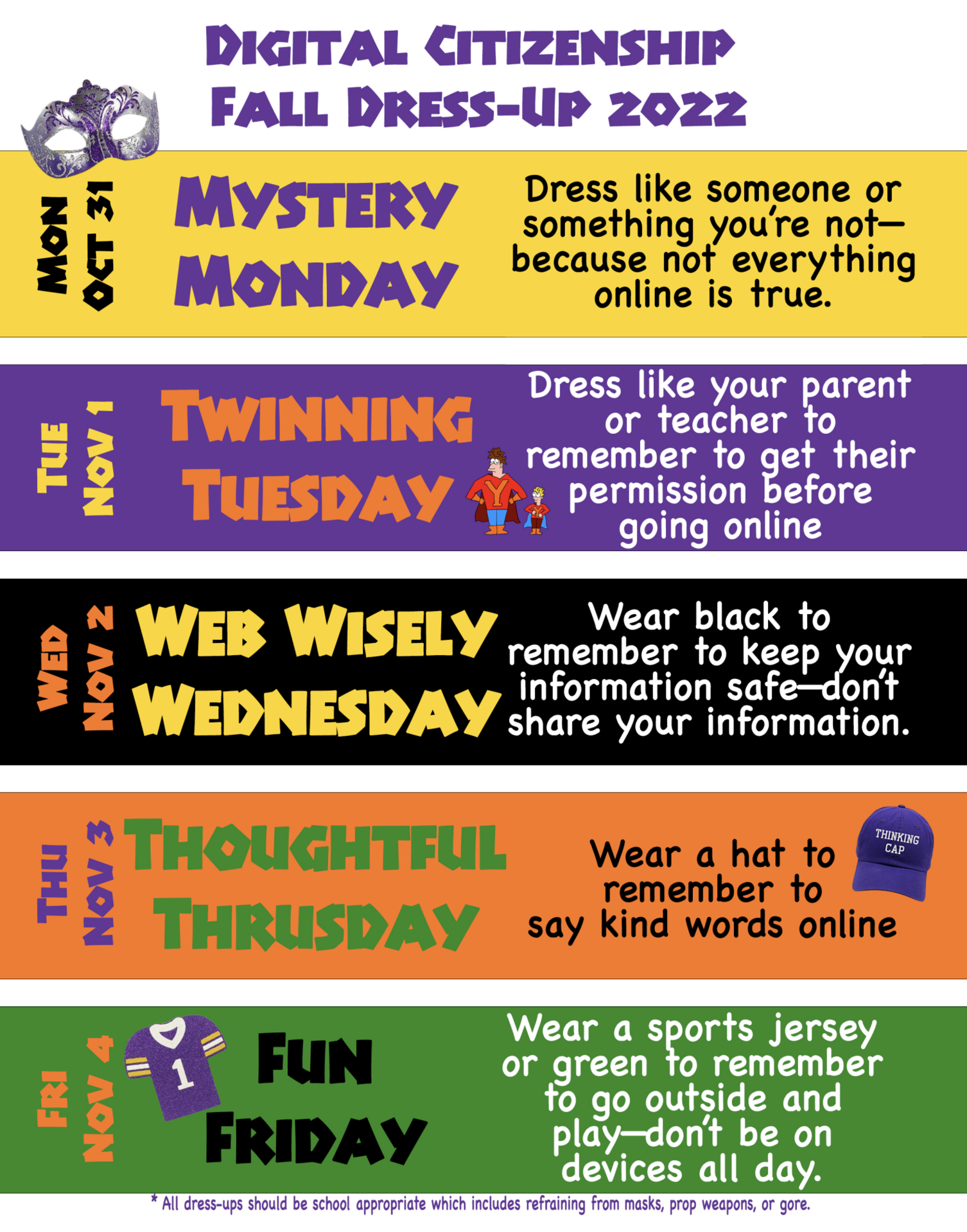 Image of PDF Dress Up Schedule