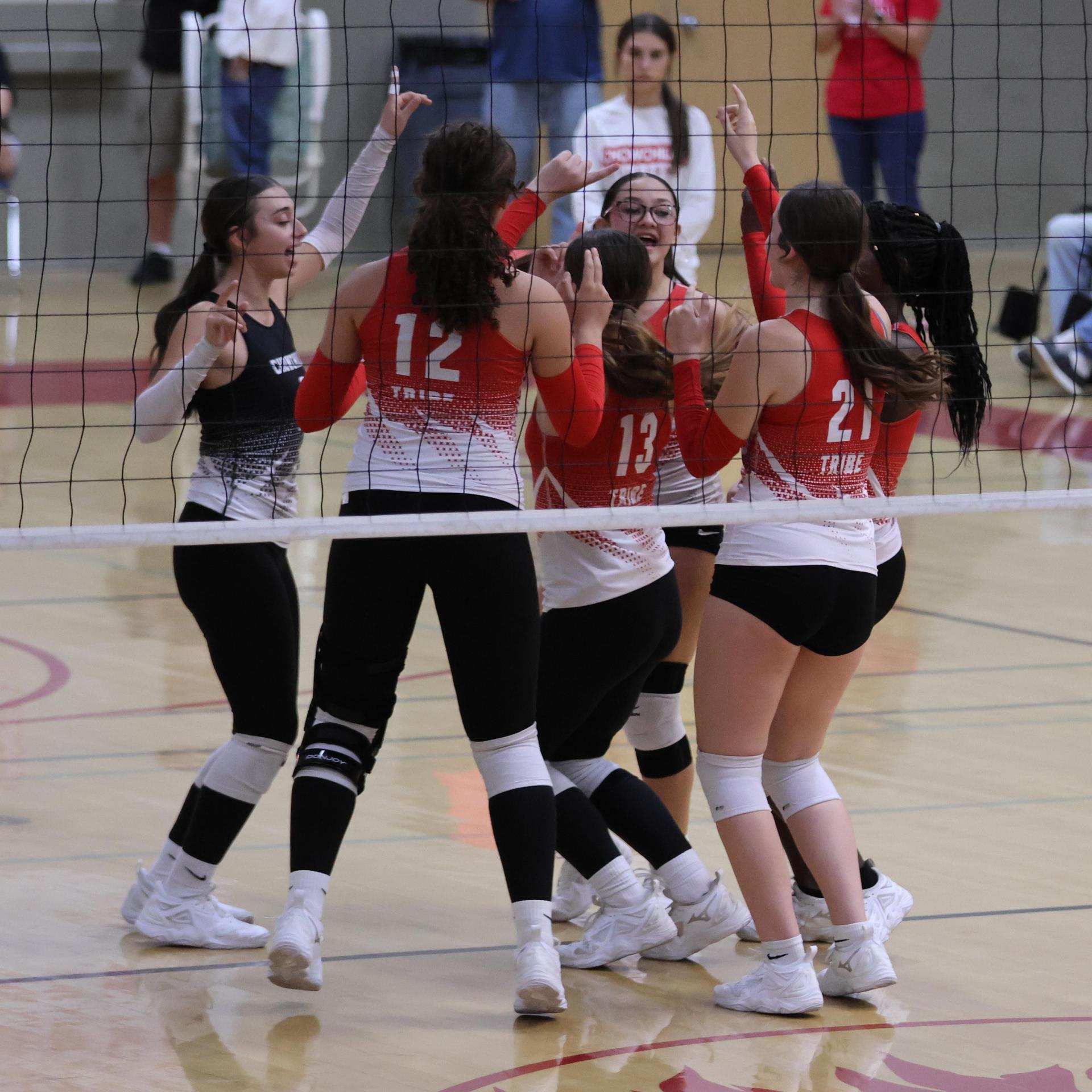 Varsity girls Volleyball playing vs. Madera 41