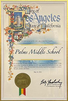 Los Angeles certificate of recognition