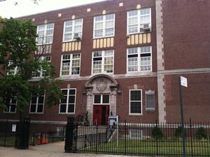 front of the school building