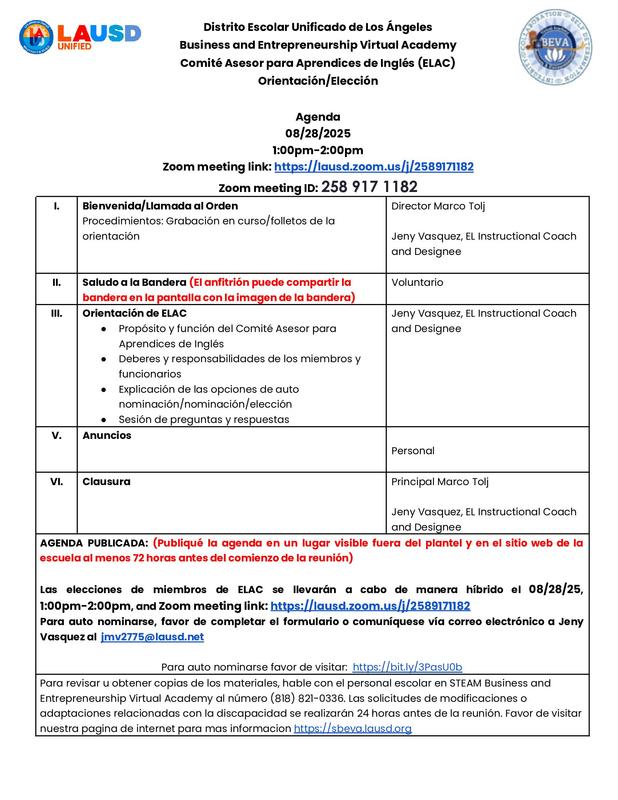 Spanish Agenda for ELAC