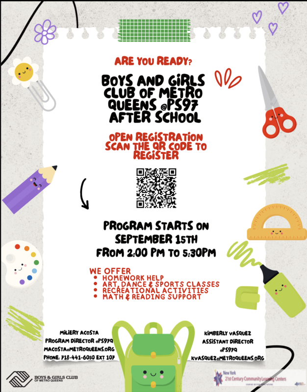 Boys and Girls club flyer with date and time