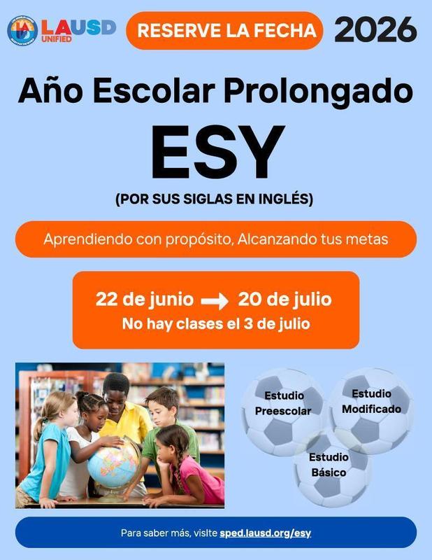 ESY Enrollment Flyer (Spanish)