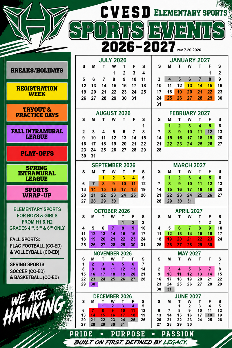 Elementary 2026-2027 Calander