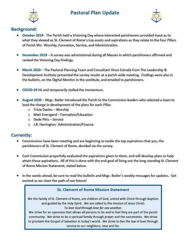 Pastoral Planning About St Clement Of Rome Catholic Church