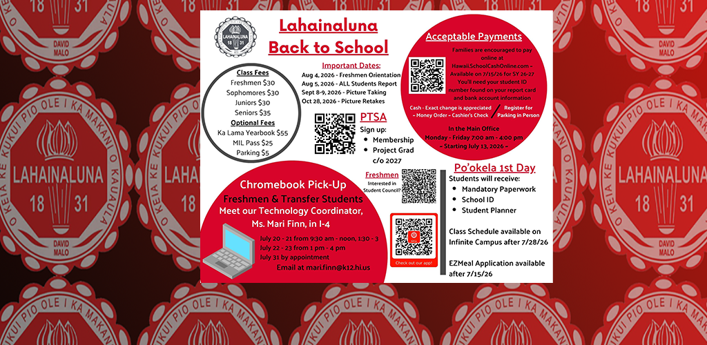 Lahainaluna High School Back To School 2026-2027 Flyer