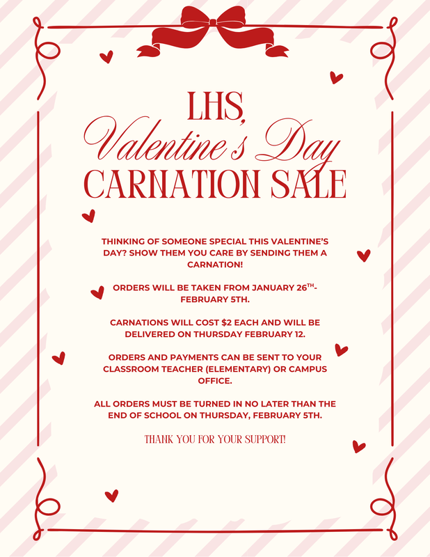LHS Carnation Sales flyer due Feb 5, 2026